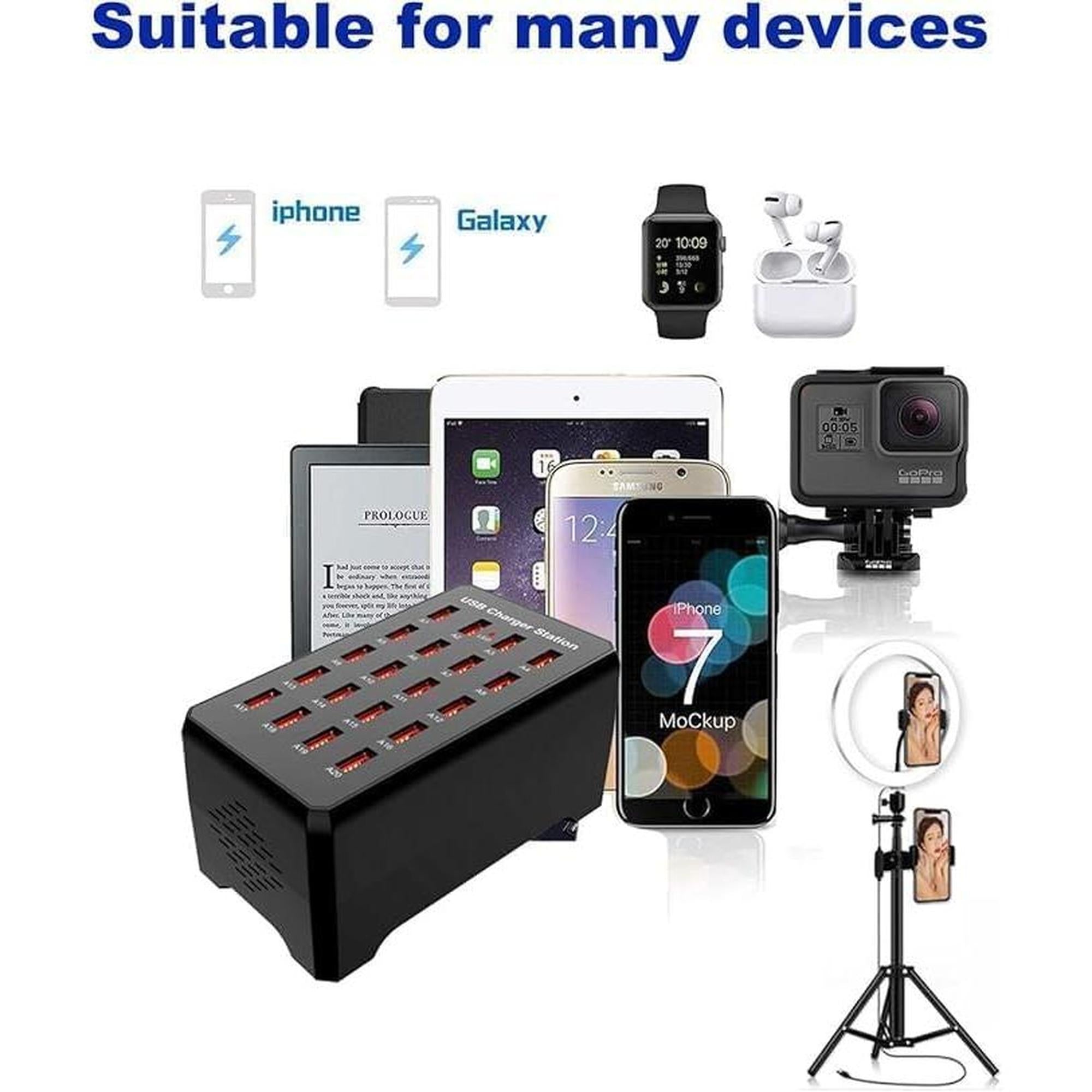 Chargeur USB 20 ports intelligent – Station de recharge multi-appareils compacte pour téléphones et tablettes - Simple Boutique