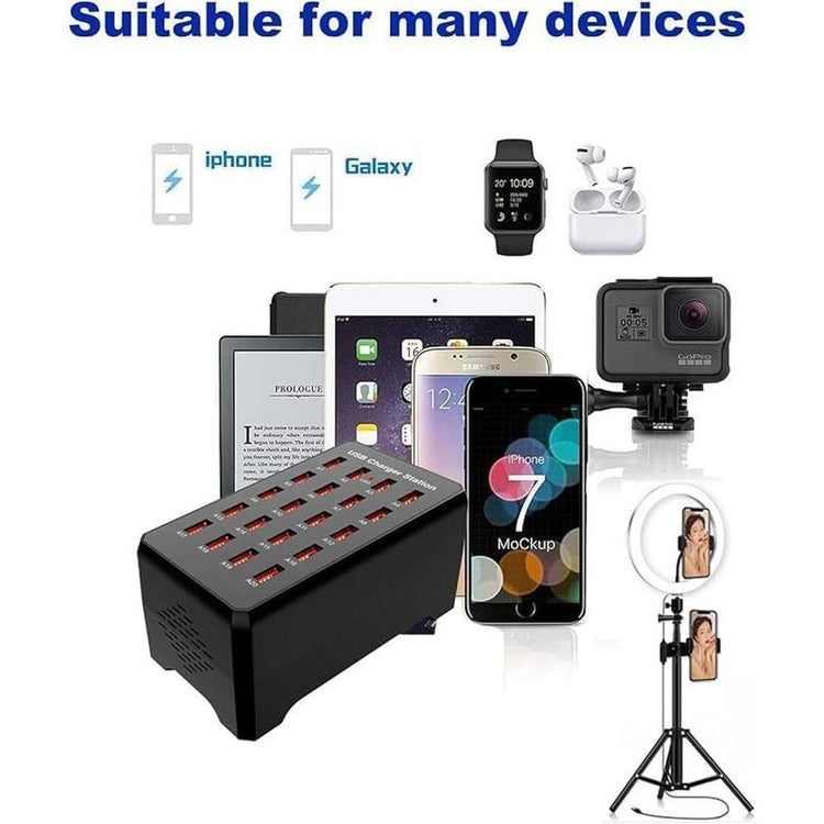 Chargeur USB 20 ports intelligent – Station de recharge multi-appareils compacte pour téléphones et tablettes - Simple Boutique