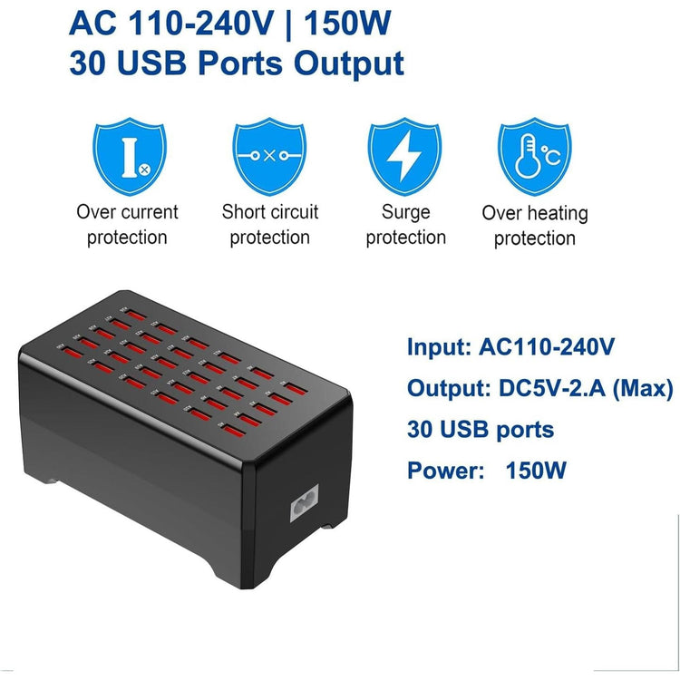 Chargeur USB 30 ports intelligent – Station de recharge multi-appareils compacte pour téléphones et tablettes - Simple Boutique