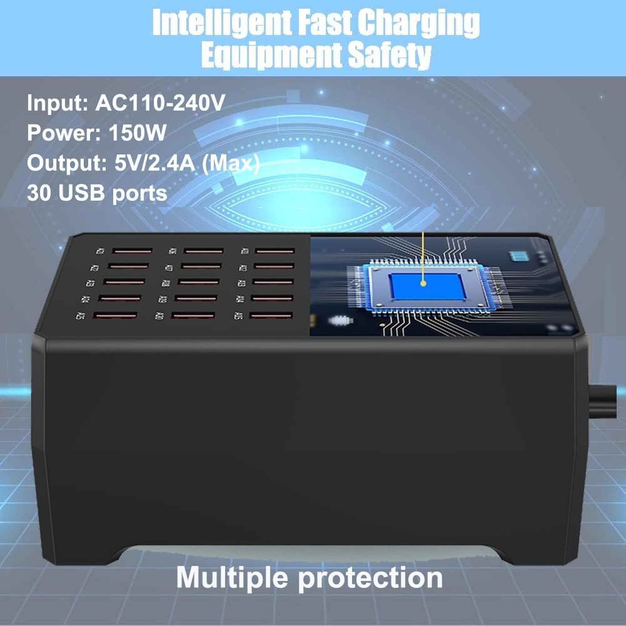 Chargeur USB 30 ports intelligent – Station de recharge multi-appareils compacte pour téléphones et tablettes - Simple Boutique