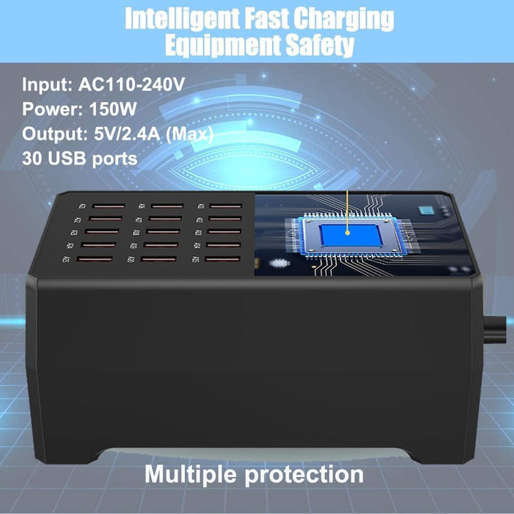 Chargeur USB 30 ports intelligent – Station de recharge multi-appareils compacte pour téléphones et tablettes - Simple Boutique
