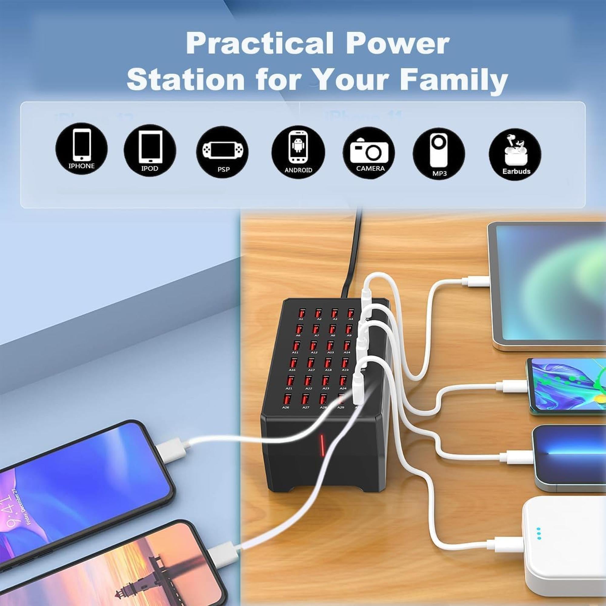 Chargeur USB 30 ports intelligent – Station de recharge multi-appareils compacte pour téléphones et tablettes - Simple Boutique
