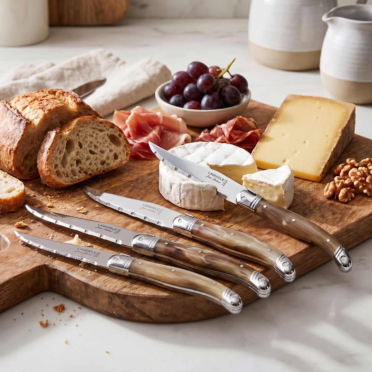 Coffret 4 couteaux à steak Laguiole – Corne noire, boîte en pin - Simple Boutique