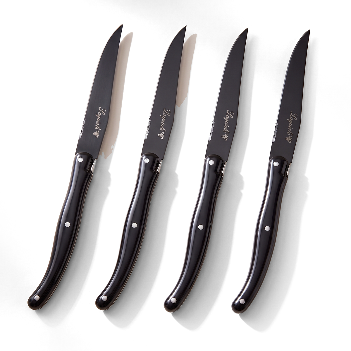 Coffret de 4 couteaux à steak Laguiole — Lame et manche noirs - Simple Boutique