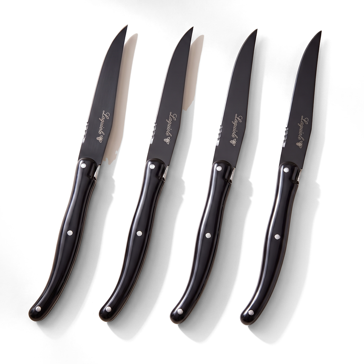 Coffret de 4 couteaux à steak Laguiole — Lame et manche noirs - Simple Boutique