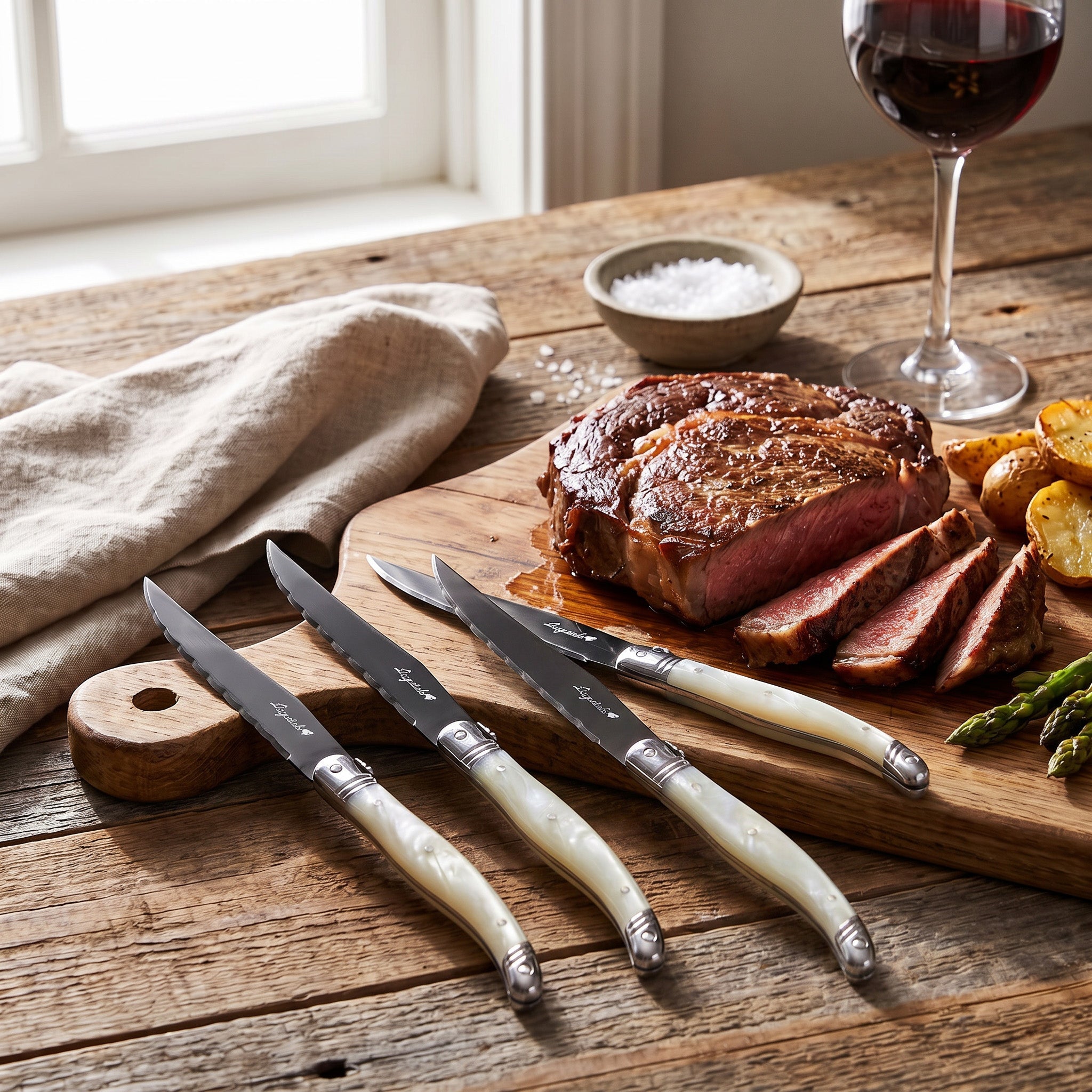 Coffret de 4 couteaux à steak Laguiole – Manches nacrés - Simple Boutique
