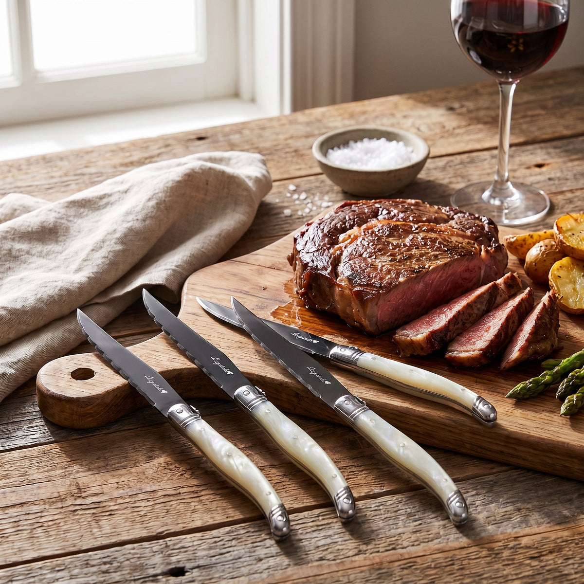 Coffret de 4 couteaux à steak Laguiole – Manches nacrés - Simple Boutique