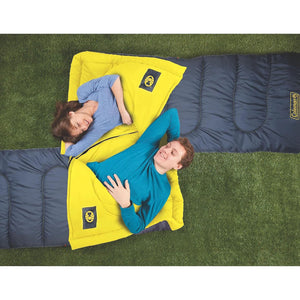 Coleman - Sac de Couchage Palmetto, Isolant ThermoTech, Jusqu'à 5 °C, Bleu et Jaune - Simple Boutique