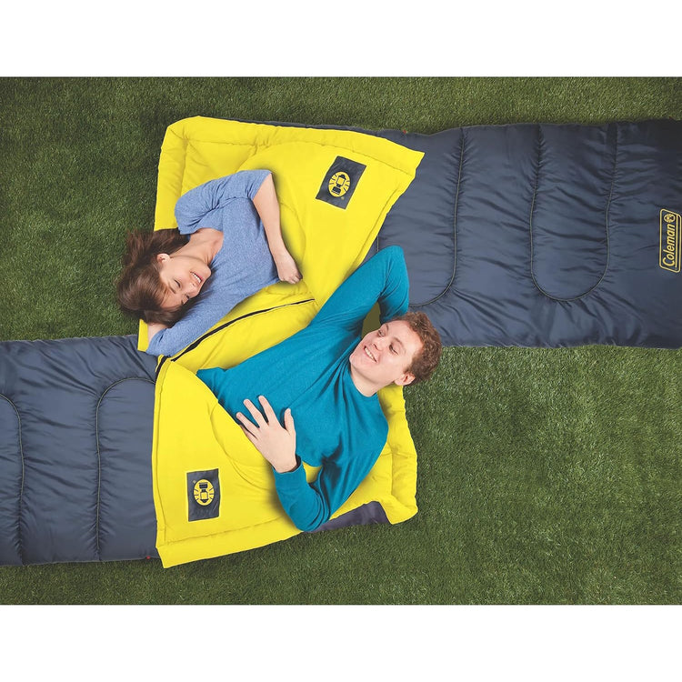 Coleman - Sac de Couchage Palmetto, Isolant ThermoTech, Jusqu'à 5 °C, Bleu et Jaune - Simple Boutique