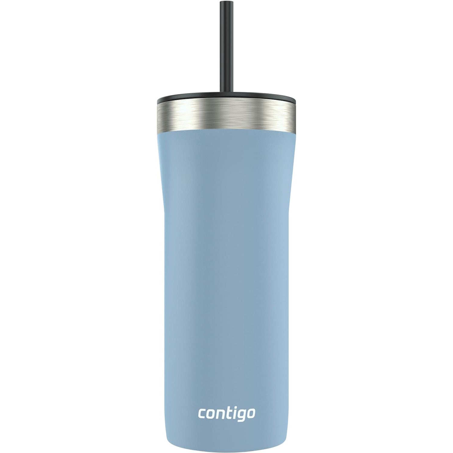 Contigo - Gobelet en Acier Inoxydable Isolé avec Couvercle Anti-fuite et Paille, Capacité de 946ml, Bleu - Simple Boutique