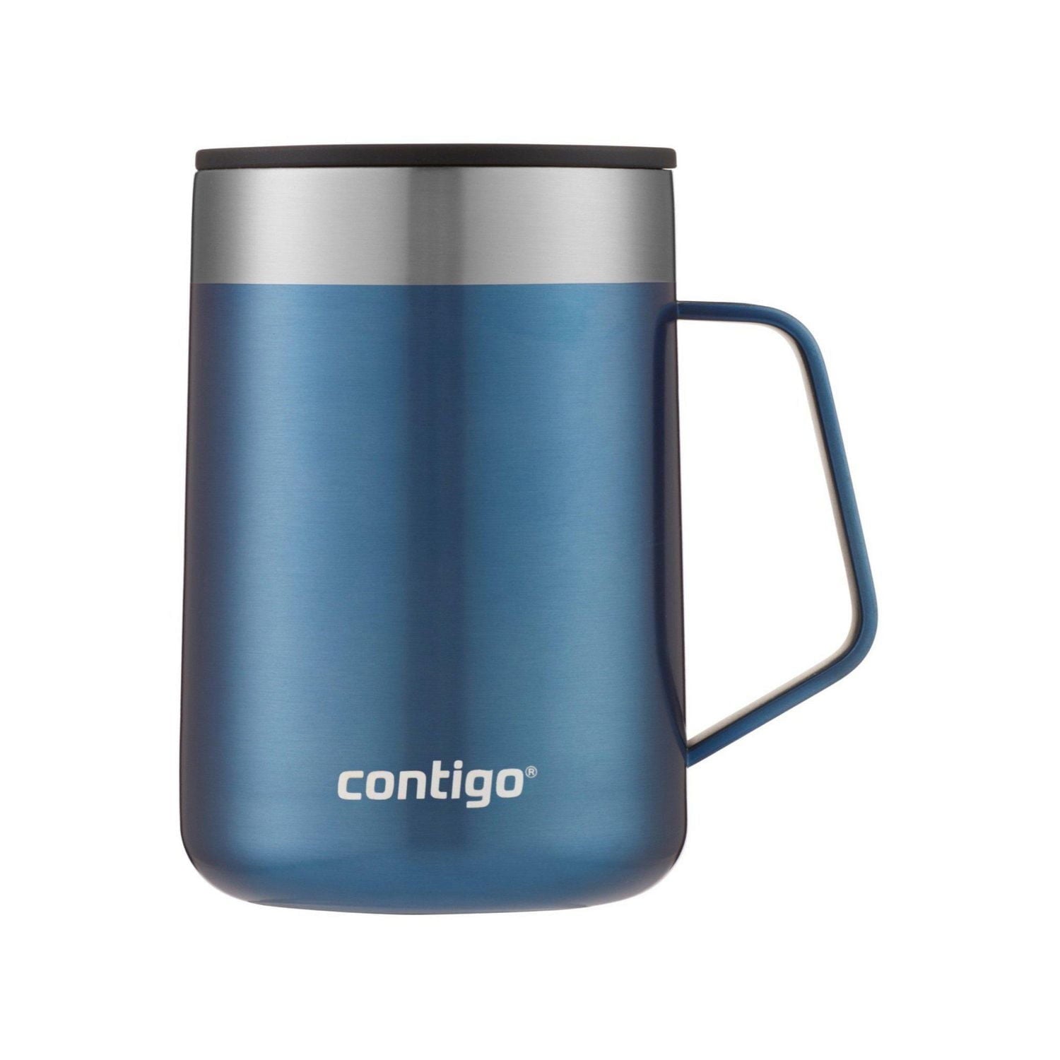 Contigo - Tasse de Voyage avec Anse Streetervlle en Acier Inoxydable avec Couvercle Coulissant, Isotherme, Capacité de 14oz / 414ml, Bleu Maïs - Simple Boutique