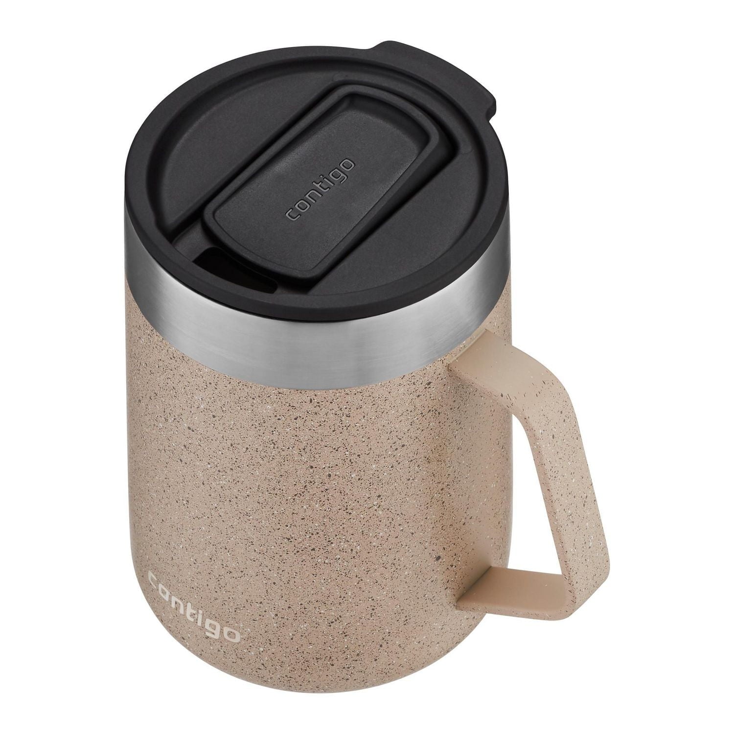 Contigo - Tasse de Voyage avec Anse Streetervlle en Acier Inoxydable avec Couvercle Coulissant, Isotherme, Capacité de 14oz / 414ml, Moucheté de Cassonade - Simple Boutique