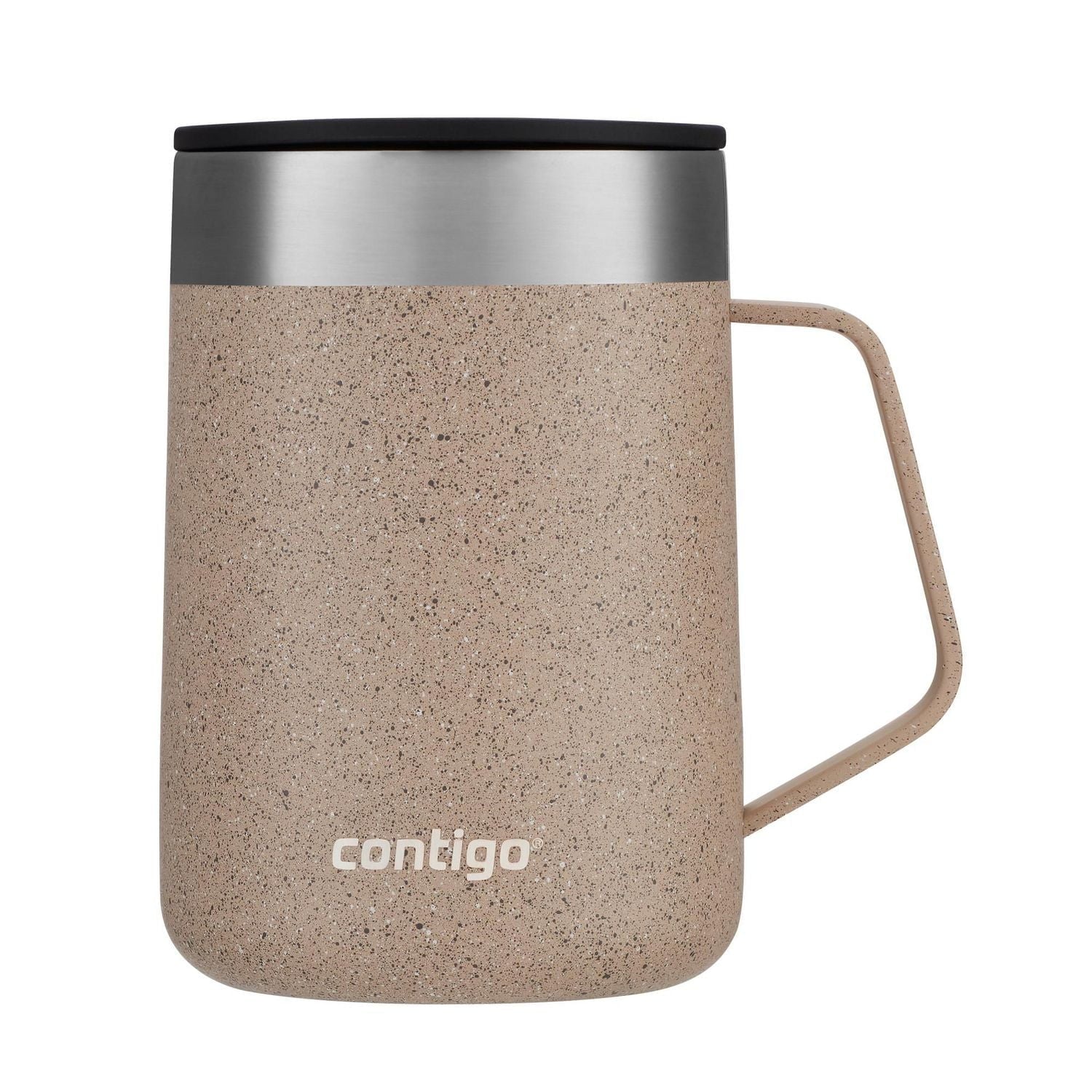 Contigo - Tasse de Voyage avec Anse Streetervlle en Acier Inoxydable avec Couvercle Coulissant, Isotherme, Capacité de 14oz / 414ml, Moucheté de Cassonade - Simple Boutique