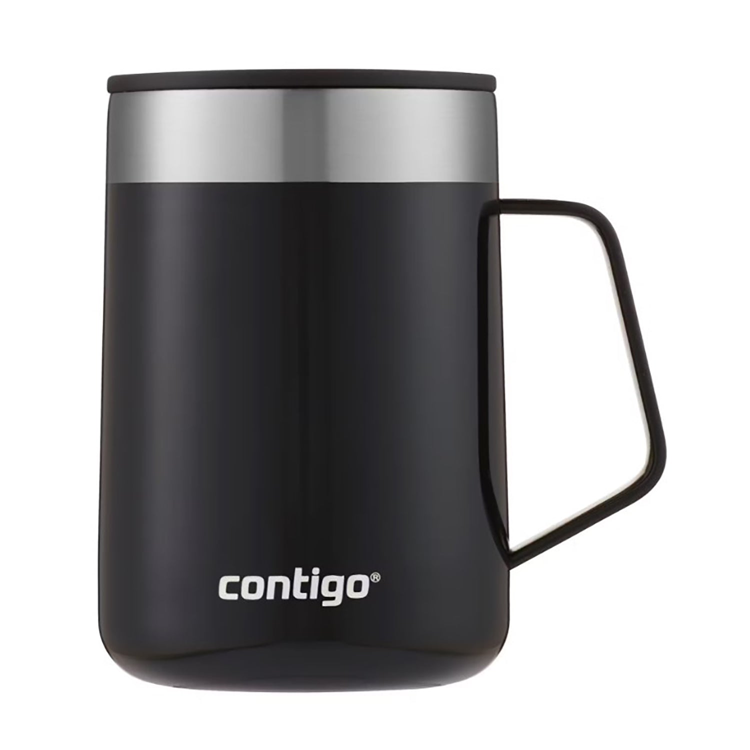 Contigo - Tasse de Voyage en Acier Inoxydable Isolé, Couvercle Anti-éclaboussures, Capacité de 414ml, Noir - Simple Boutique