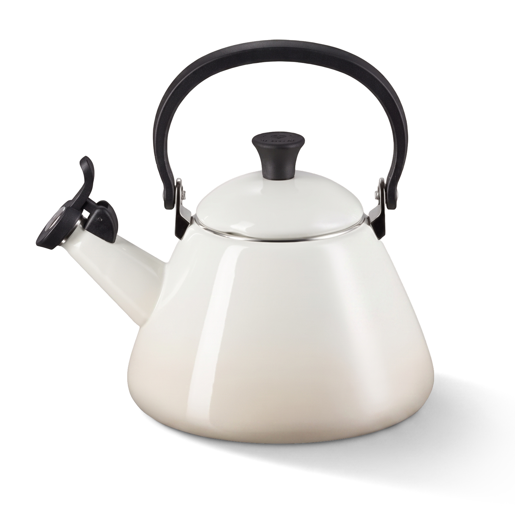 Cook & Fresca Bouilloire sifflante en acier au carbone émaillé - Blanc, 2,1 L - Simple Boutique