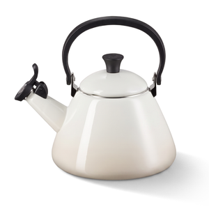 Cook & Fresca Bouilloire sifflante en acier au carbone émaillé - Blanc, 2,1 L - Simple Boutique