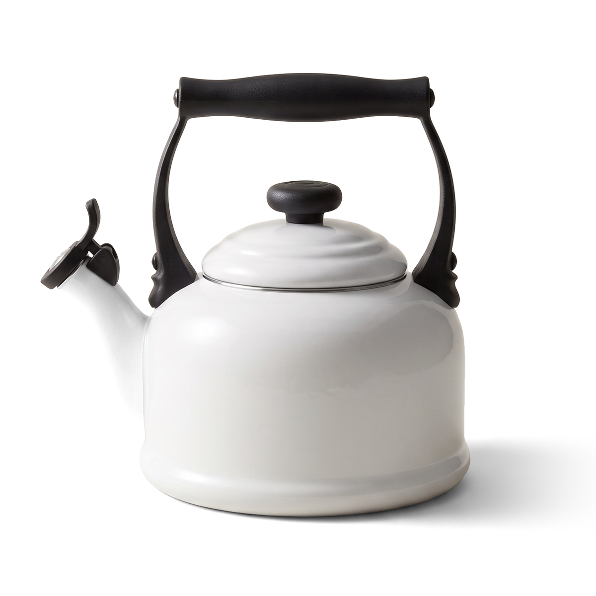 Cook & Fresca Bouilloire sifflante en acier au carbone émaillé - Blanc, 2,5 L - Simple Boutique