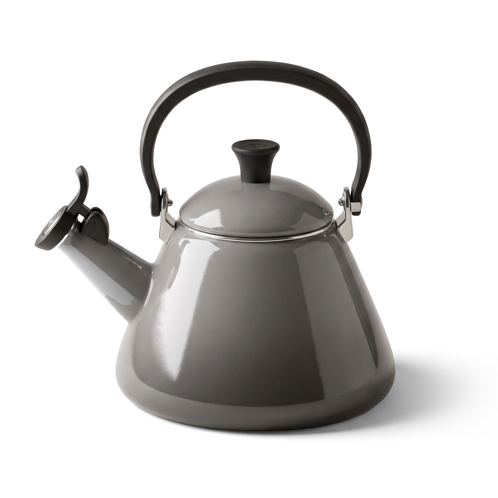 Cook & Fresca Bouilloire sifflante en acier au carbone émaillé - Gris huître, 2,1 L - Simple Boutique