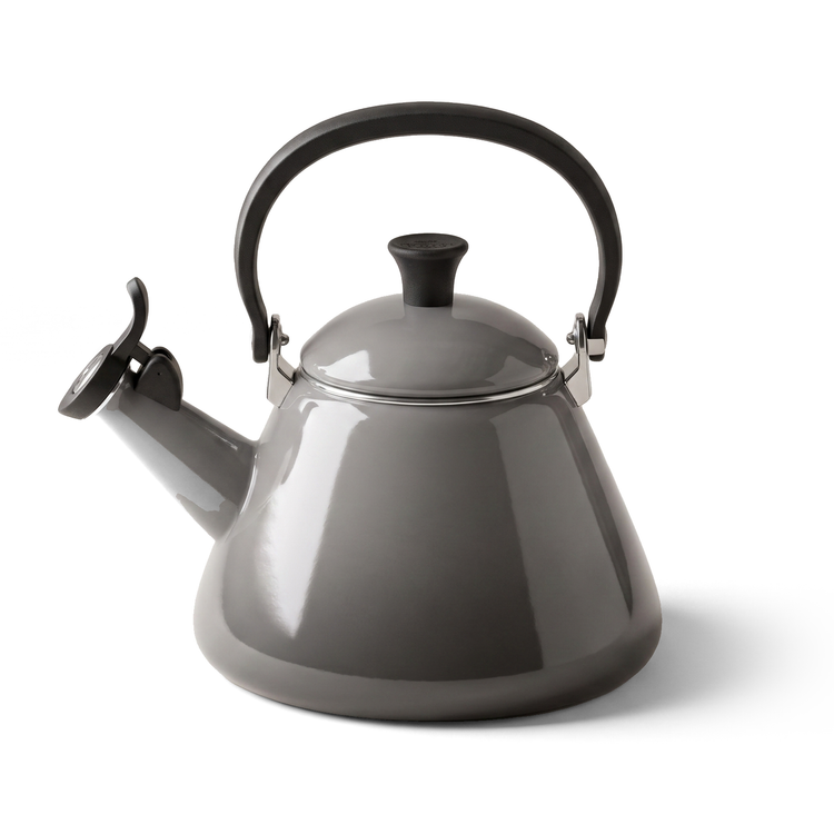 Cook & Fresca Bouilloire sifflante en acier au carbone émaillé - Gris huître, 2,1 L - Simple Boutique