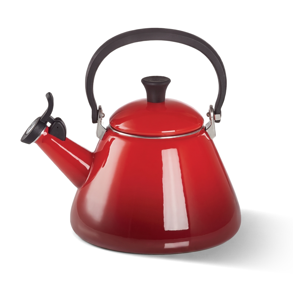 Cook & Fresca Bouilloire sifflante en acier au carbone émaillé - Rouge cerise, 2,1 L - Simple Boutique
