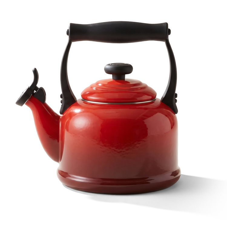 Cook & Fresca Bouilloire sifflante en acier au carbone émaillé - Rouge cerise, 2,5 L - Simple Boutique