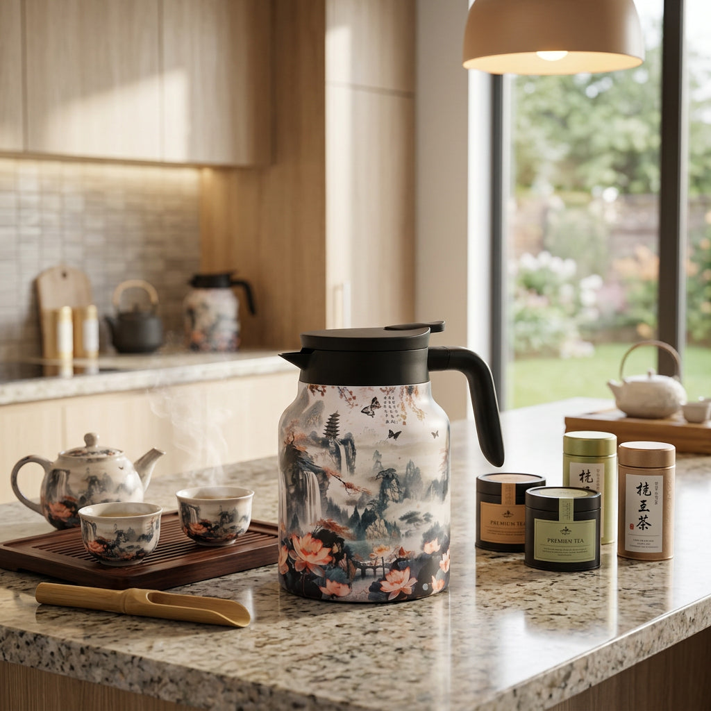 Cook & Fresca Bouteille isotherme à thé avec infuseur motif floral vintage - Modèle 1, 1,5 L - Simple Boutique