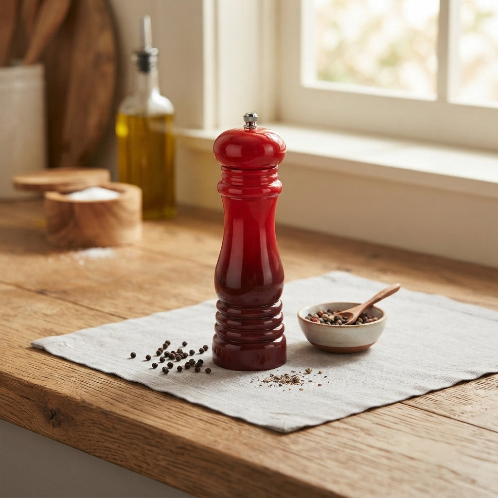 Cook & Fresca Moulin à sel ou à poivre en bois d'hévéa - Rouge, bicolore brillant - Simple Boutique