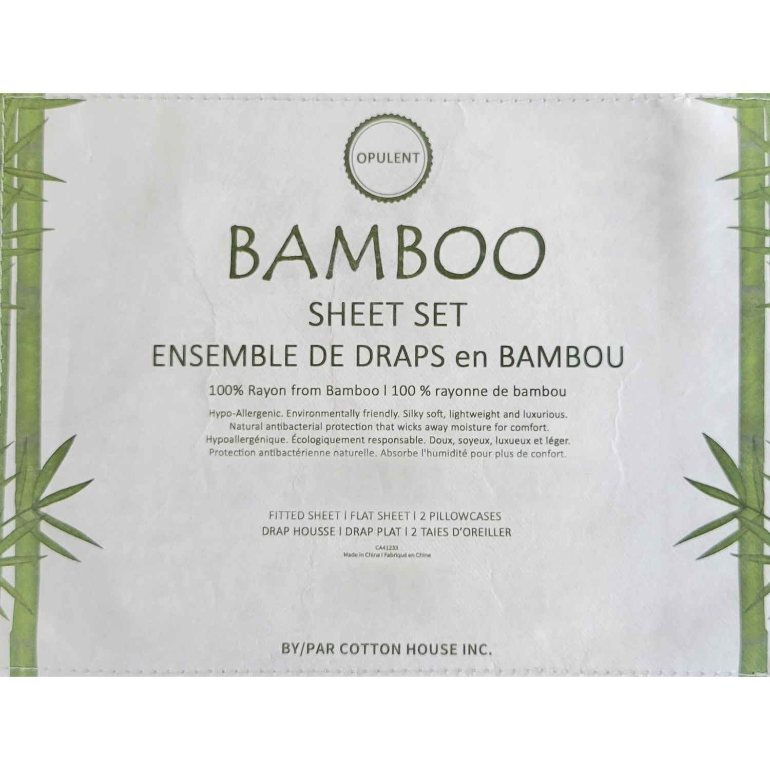 Cotton House - Ensemble de Drap en Bambou, Hypoallergénique, Grandeur Double, Bleu - Simple Boutique