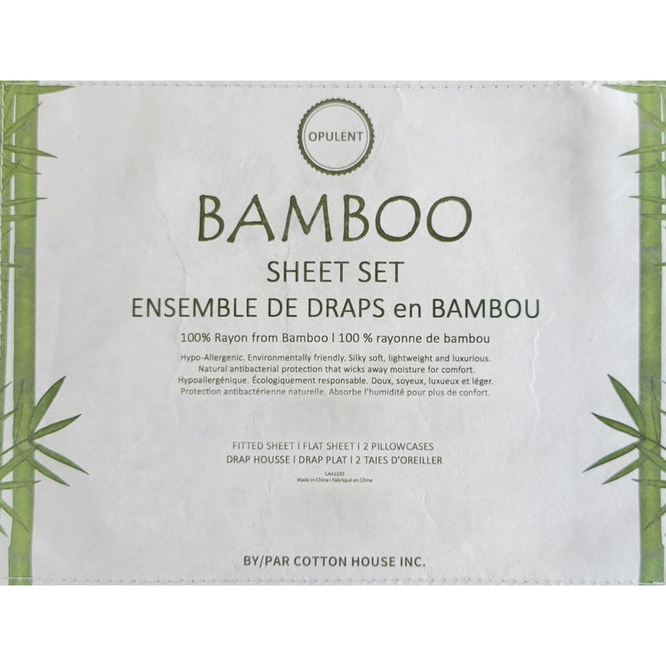 Cotton House - Ensemble de Drap en Bambou, Hypoallergénique, Grandeur Double, Bleu - Simple Boutique