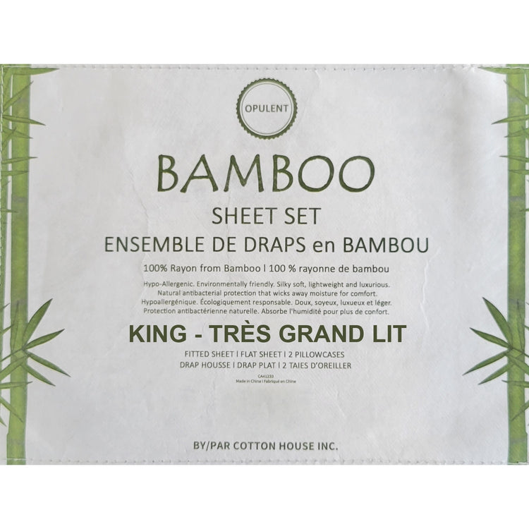 Cotton House - Ensemble de Drap en Bambou, Hypoallergénique, Grandeur King, Gris Foncé - Simple Boutique