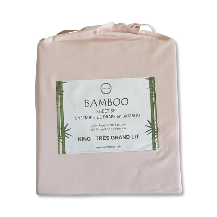 Cotton House - Ensemble de Drap en Bambou, Hypoallergénique, Grandeur King, Rose - Simple Boutique