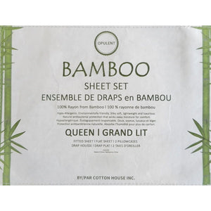 Cotton House - Ensemble de Drap en Bambou, Hypoallergénique, Grandeur Queen, Bleu - Simple Boutique