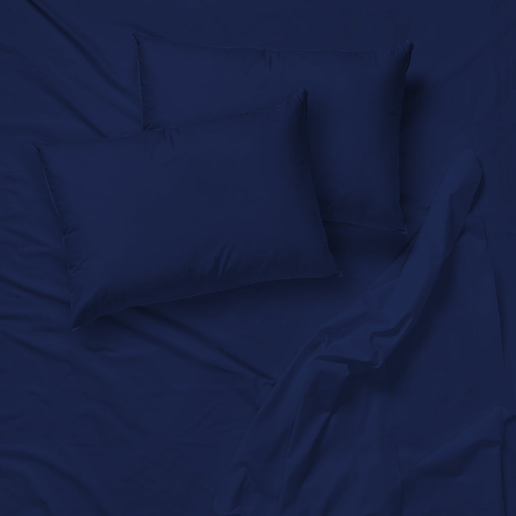 Cotton House - Ensemble de Drap en Microfibre Infroissable, Grandeur King, Bleu Foncé