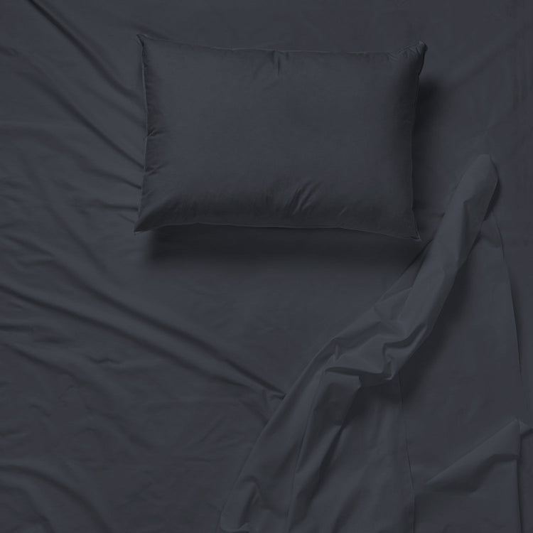 Cotton House - Ensemble de Drap en Microfibre Infroissable, Grandeur Simple, Gris Foncé - Simple Boutique