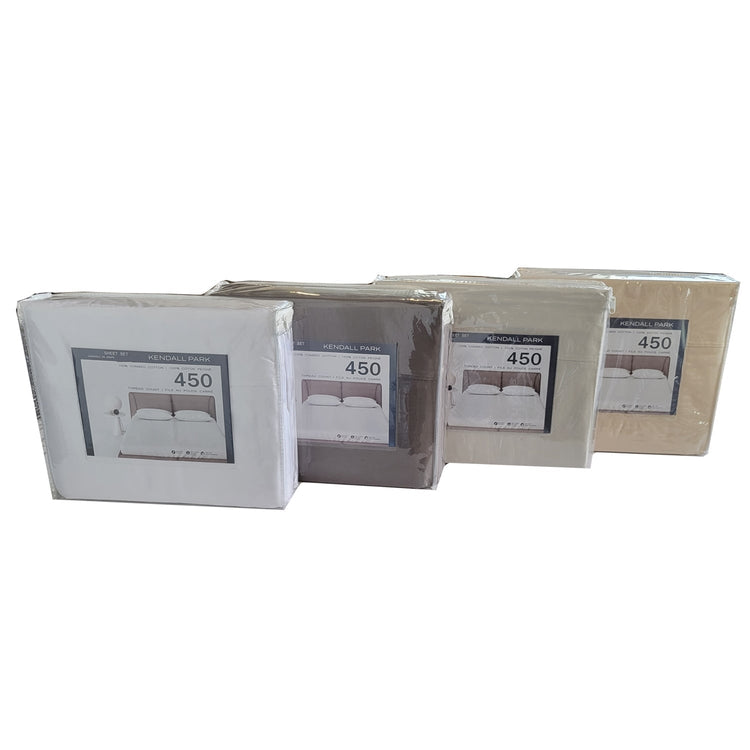Cotton House - Ensemble de Draps 100% Coton, 450 Fils au Pouce Carré, Grandeur Double, Beige - Simple Boutique