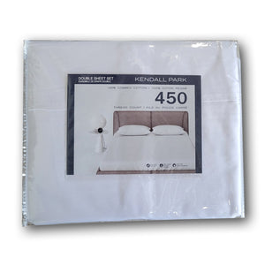 Cotton House - Ensemble de Draps 100% Coton, 450 Fils au Pouce Carré, Grandeur Double, Blanc - Simple Boutique