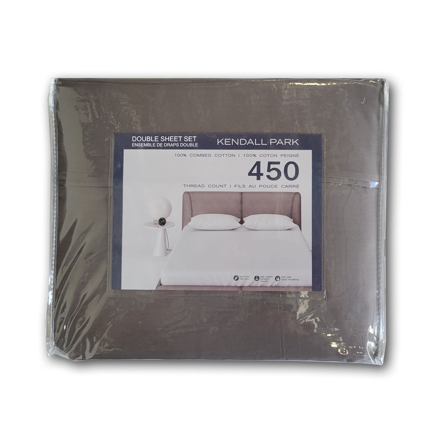 Cotton House - Ensemble de Draps 100% Coton, 450 Fils au Pouce Carré, Grandeur Double, Charbon - Simple Boutique
