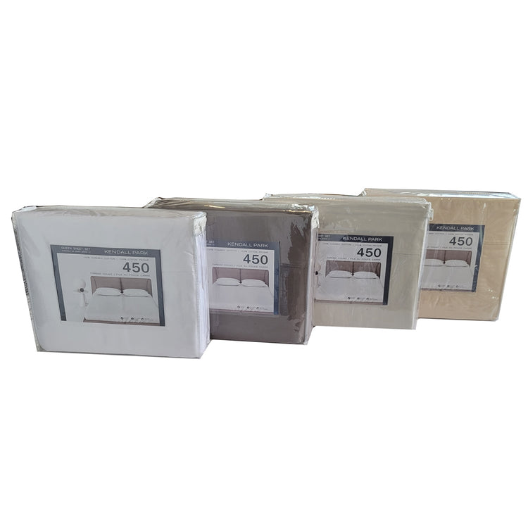 Cotton House - Ensemble de Draps 100% Coton, 450 Fils au Pouce Carré, Grandeur Queen, Beige - Simple Boutique