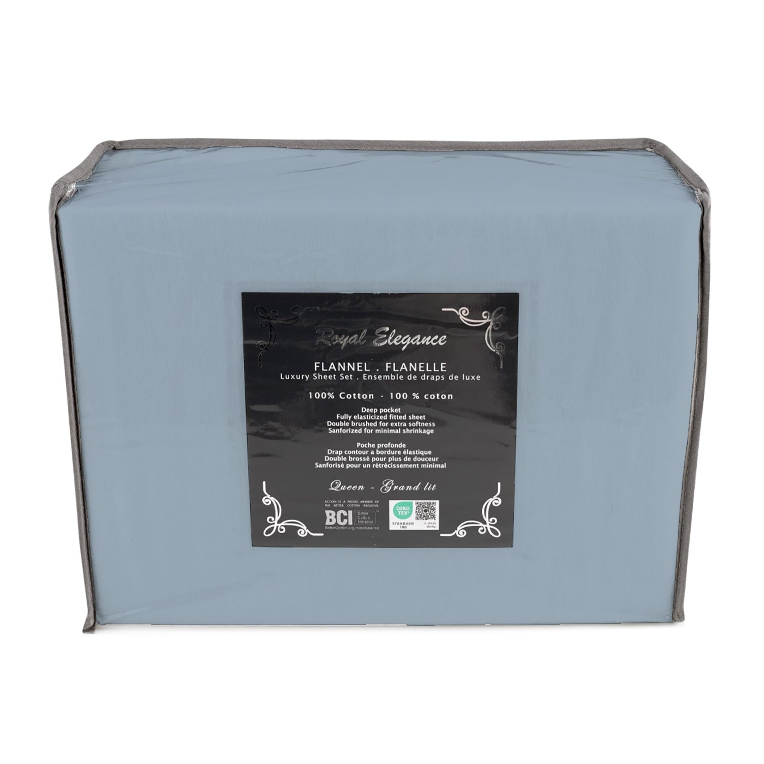 Cotton House - Ensemble de Draps de Flanelle, 100% Coton, Grandeur Simple, Bleu Placide - Liquidation Fin de Saison Vente Finale - Simple Boutique