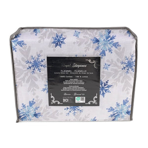 Cotton House - Ensemble de Draps de Flanelle, 100% Coton, Motif Flocons de Neige (4 Grandeurs Disponibles) - Liquidation Fin de Saison Vente Finale - Simple Boutique
