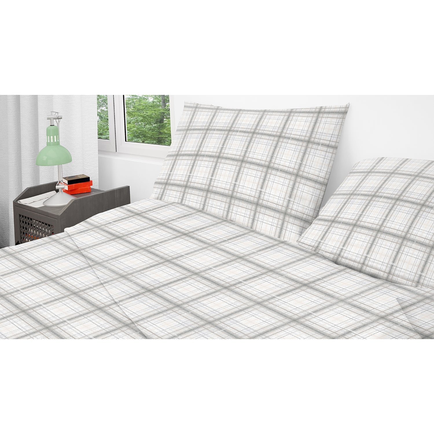 Cotton House - Ensemble de Draps de Flanelle, 100% Coton, Motif Plaid Rayé (4 Grandeurs Disponibles) - Liquidation Fin de Saison Vente Finale - Simple Boutique