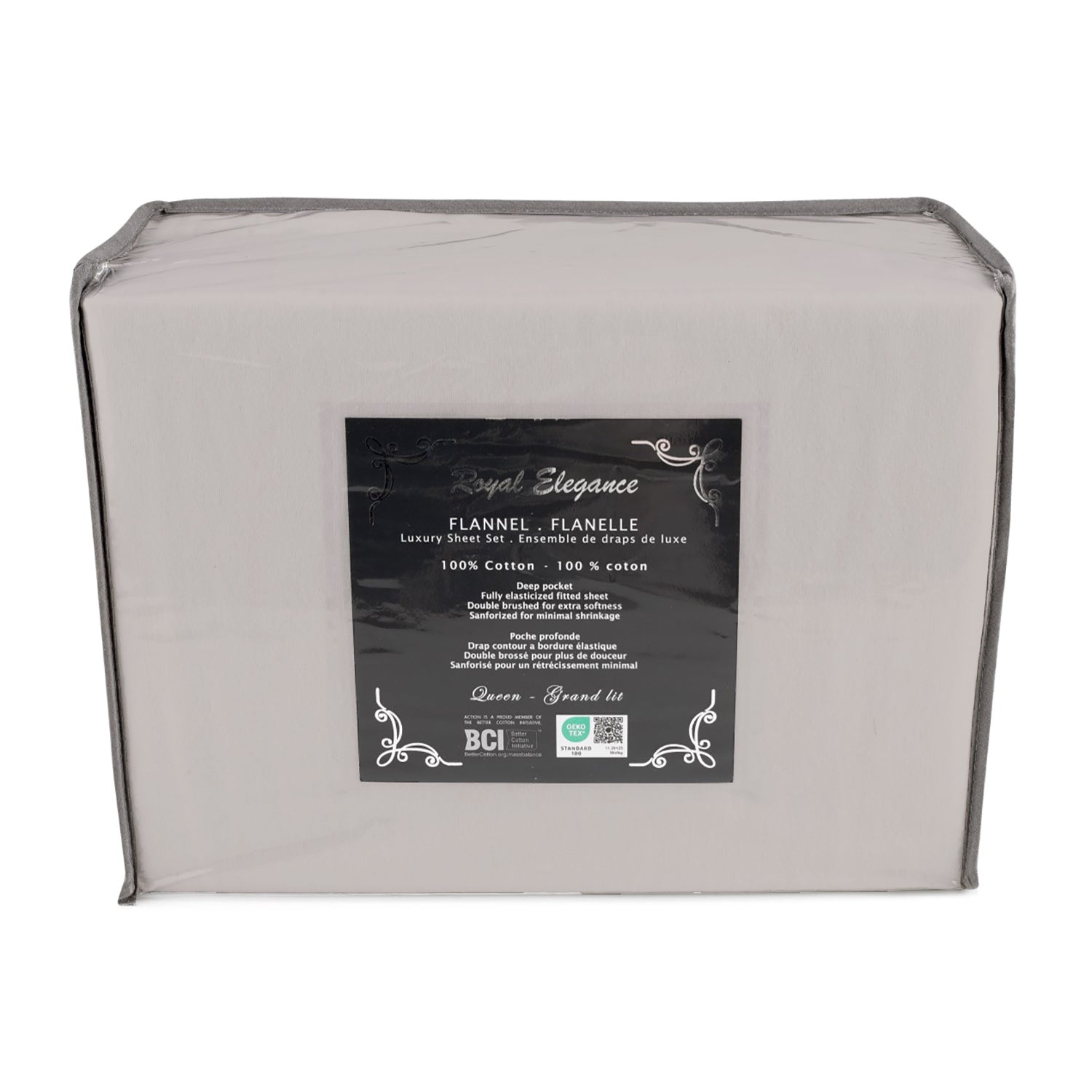 Cotton House - Ensemble de Draps de Flanelle, 100% Coton, Taupe (4 Grandeurs Disponibles) - Liquidation Fin de Saison Vente Finale - Simple Boutique