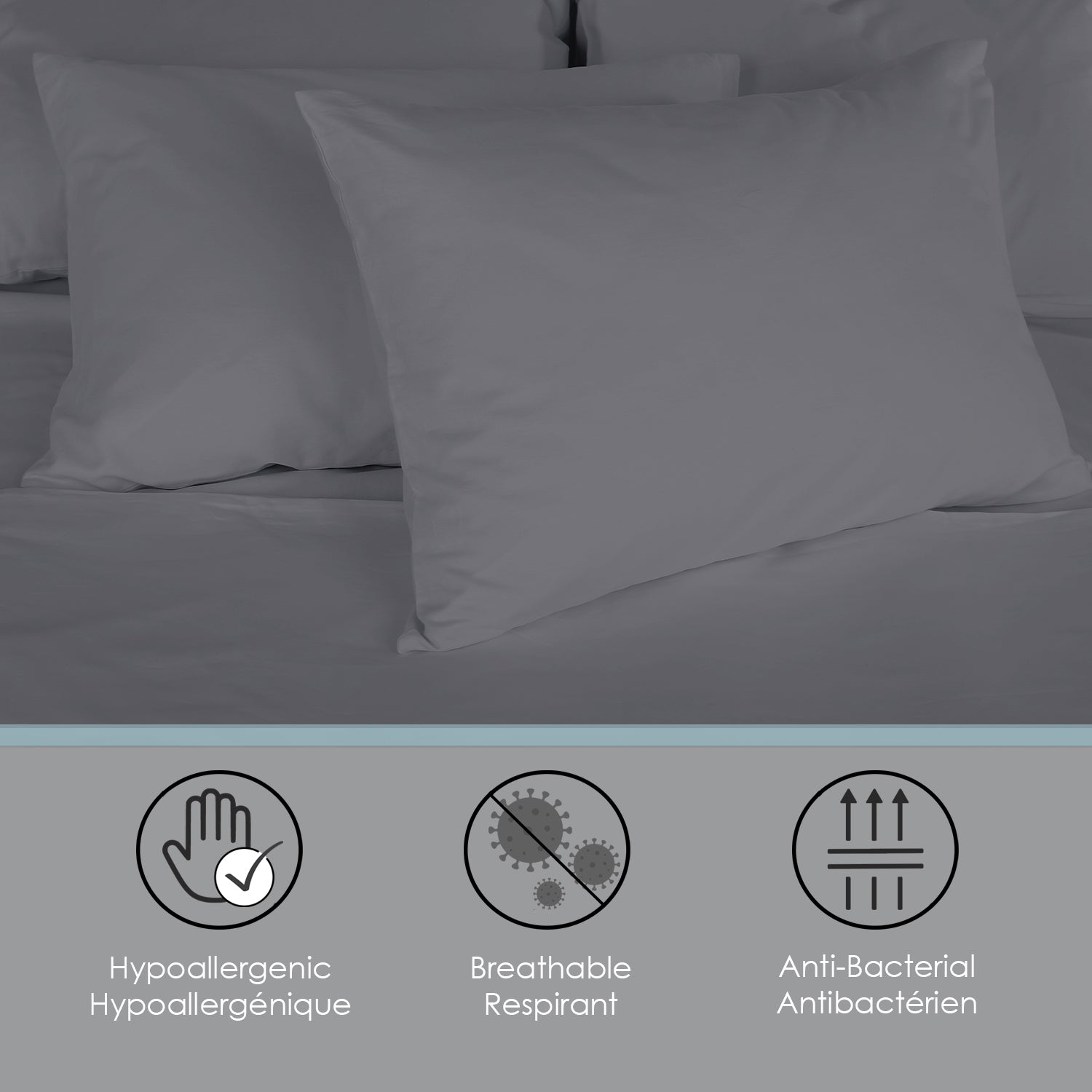 Cotton House - Ensemble de Draps en Coton Biologique, 600 Fils Par Pouce, Grandeur King, Gris Foncé - Simple Boutique