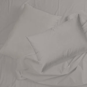 Cotton House - Ensemble de Draps en Coton Biologique, 600 Fils Par Pouce, Grandeur Queen, Gris Pâle - Simple Boutique