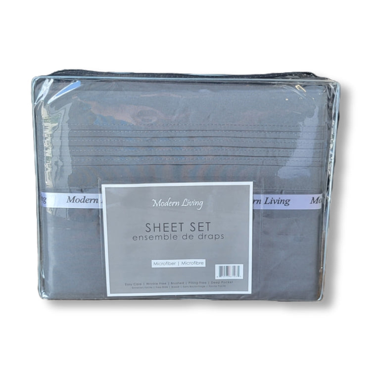 Cotton House - Ensemble de Draps en Microfibre, Infroissable, Grandeur Double, Charbon - Simple Boutique