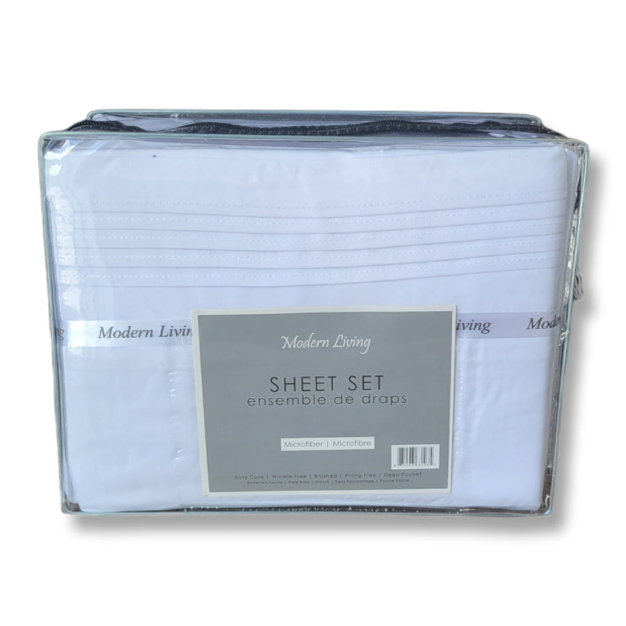 Cotton House - Ensemble de Draps en Microfibre, Infroissable, Grandeur King, Blanc - Simple Boutique
