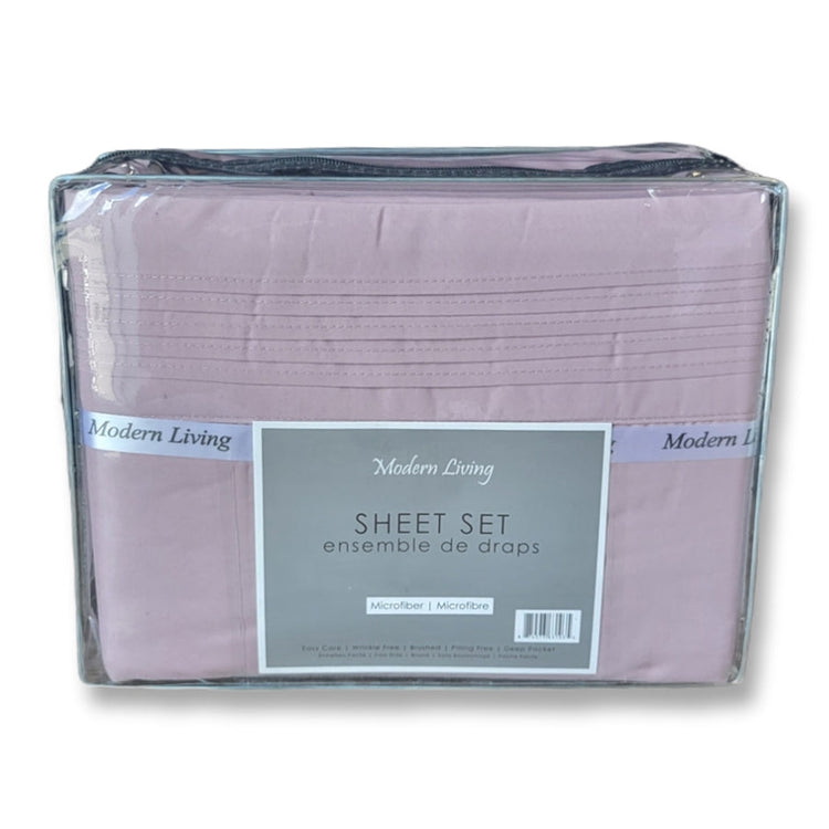 Cotton House - Ensemble de Draps en Microfibre, Infroissable, Grandeur King, Lilas - Simple Boutique