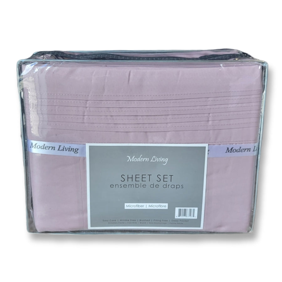 Cotton House - Ensemble de Draps en Microfibre, Infroissable, Grandeur King, Lilas - Simple Boutique
