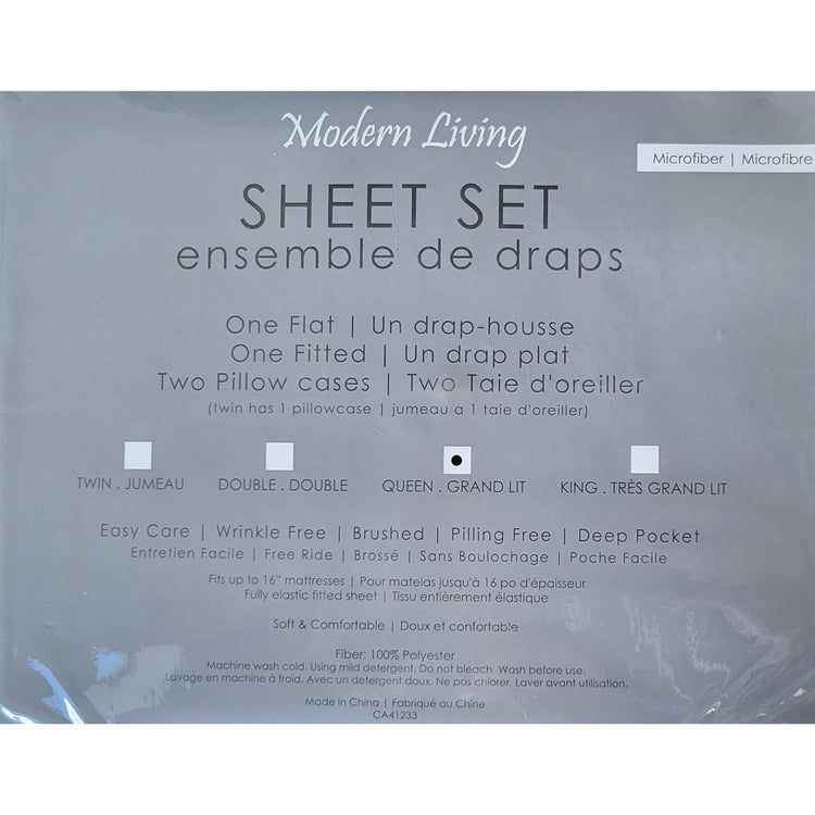 Cotton House - Ensemble de Draps en Microfibre, Infroissable, Grandeur Queen, Beige - Simple Boutique