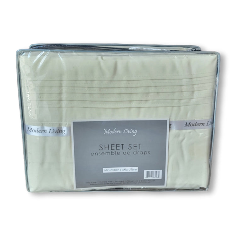 Cotton House - Ensemble de Draps en Microfibre, Infroissable, Grandeur Queen, Ivoire - Simple Boutique